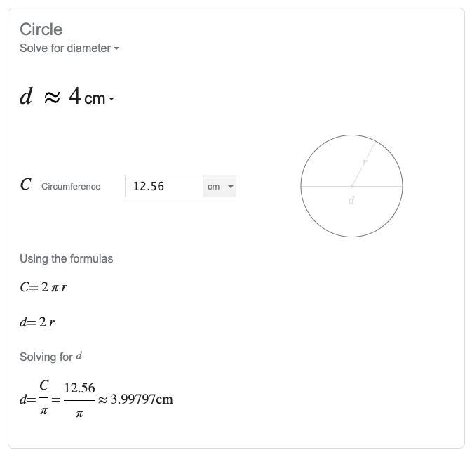 The circumference of a circle is 12.56 centimeters. What is the circle’s diameter-example-1