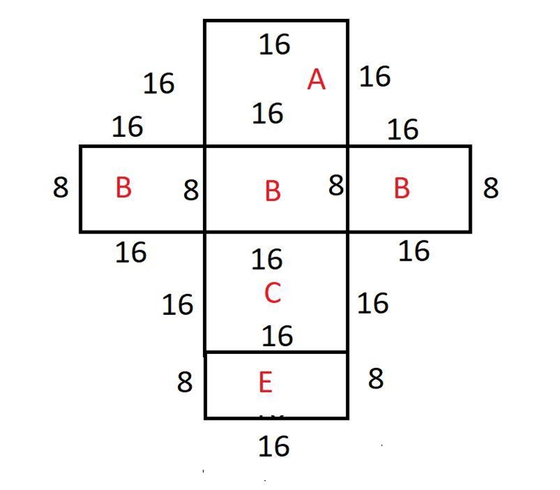 If x = 8 cm, what is the surface area of the geometric shape formed by this net? A-example-1