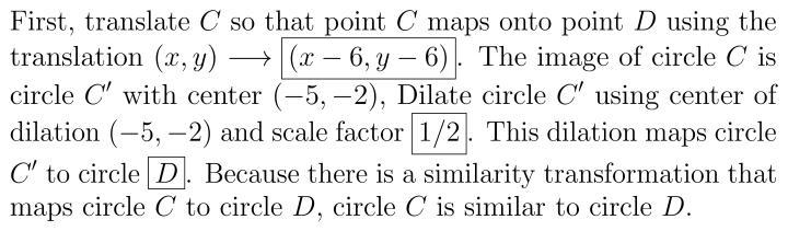 Complete the paragraph proof. Given : circle C with center (1, 4) and radius 4 circle-example-1