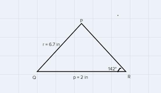 In ∆PQR, p= 6.7 inches, r=2 inches and-example-1