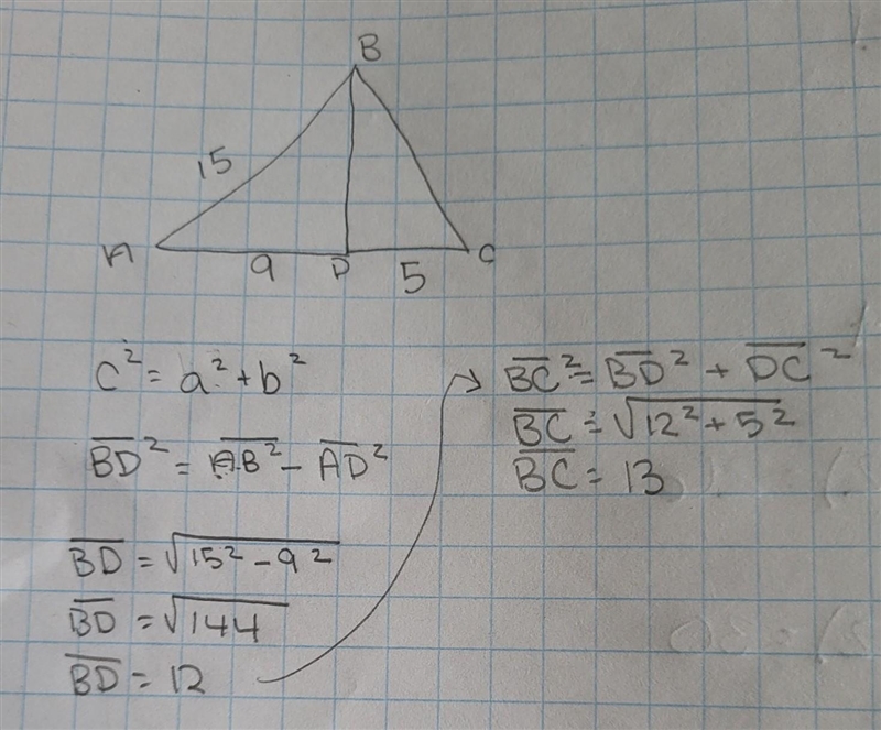 In the figure below, what is the length of BC? A) 12 B) 13 C) 17 D) 18 E) 22-example-1