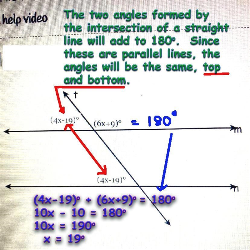 Given m|n, find the value of x. Rt (6x+9) (4x-19) 11-example-1