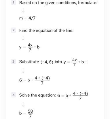 A line with a slope of 4/7 passes through the points (h,10) and (–4,6). What is the-example-1