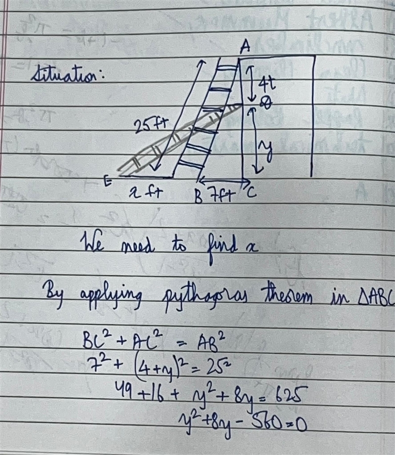 A 25-foot ladder is placed against a vertical wall of a building, with the bottom-example-2