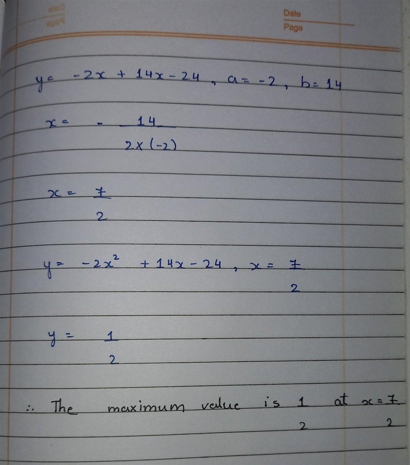 Yellow birds flight path can be modeled by the quadratic equation y= - 2^x + 14x - 24. what-example-2