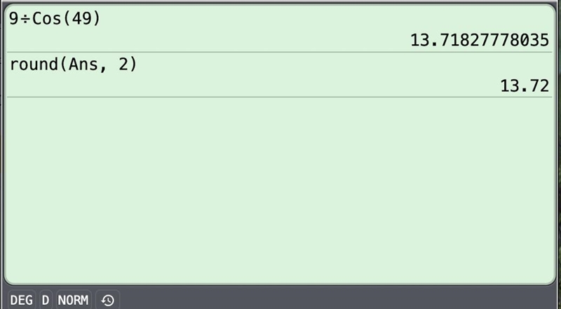 Solve 9/p = cos 49° Give your answer to 2 d.p.-example-1