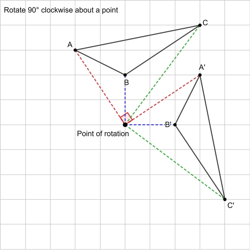 2. Here is triangle ABC drawn on a grid. A B с On the grid, draw a rotation of triangle-example-1