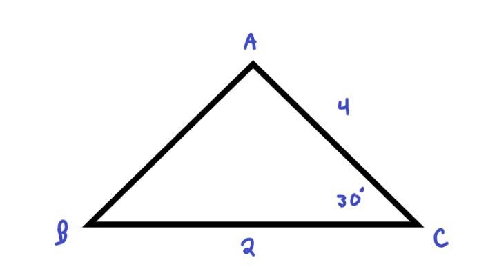 In any triangle ABC, if c=30°,b= 4, a=2 find A and B.​-example-1