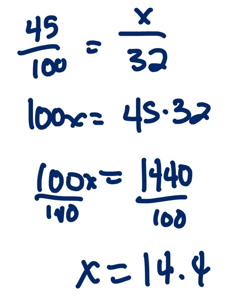 What is 45% of 32? can u also help me out with 8-example-1