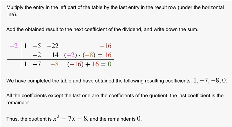 If f(x)= x³ - 5x² - 22x - 16 and x + 2 is a factor of f(x), then find all of the zeros-example-1