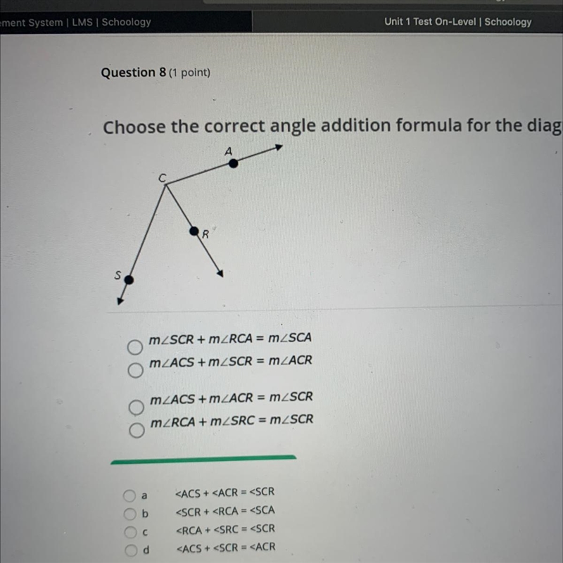 Choose the correct angle addition formula for the diagram below.S-example-1