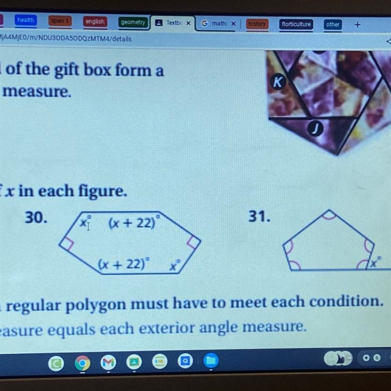 Find the value of x in each figure (30 and 31) (NEED TO KNOW ASAP!!)-example-1