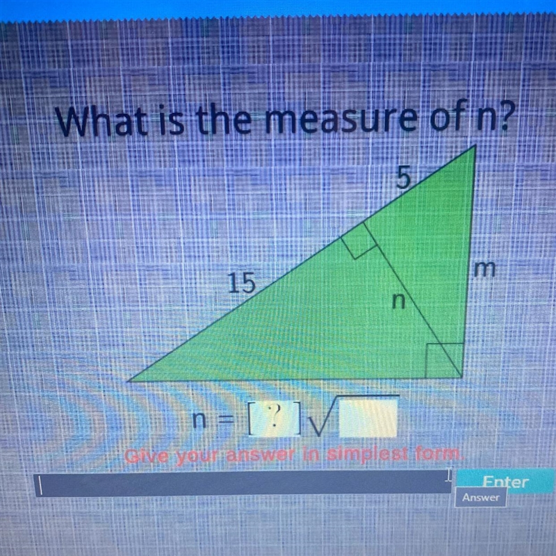 What is the measure of n? 5 15 m-example-1