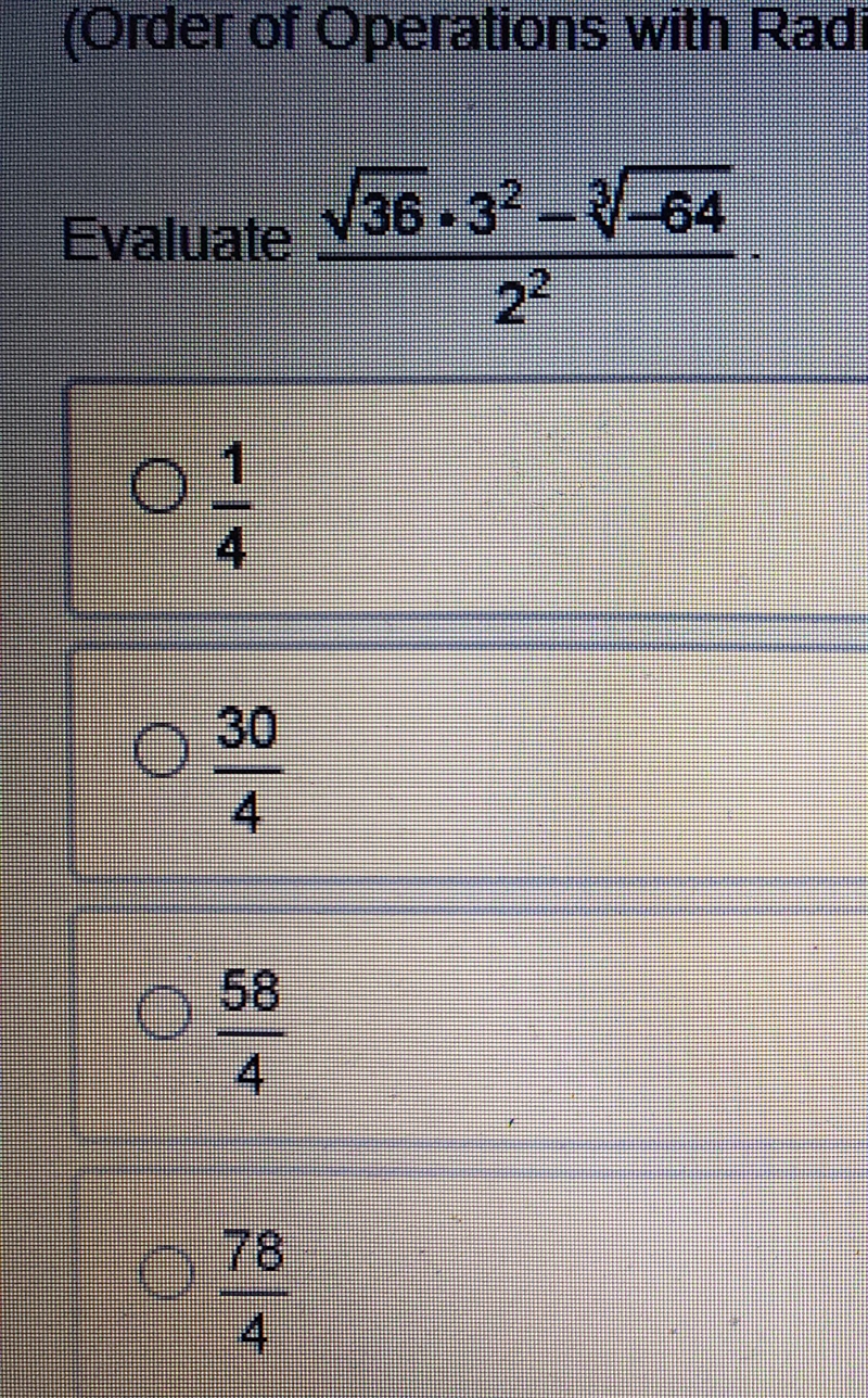 Evaluate quantity the square root of 36 times 3 squared minus the cube root of negative-example-1