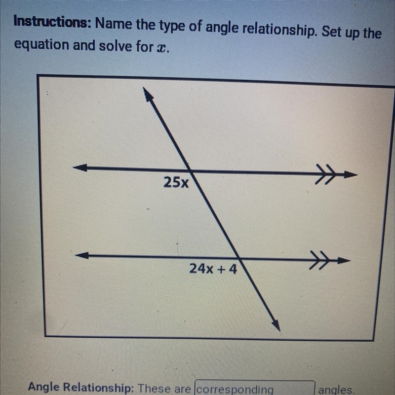 Set up equation and solve for x! 25x = 24X+4-example-1