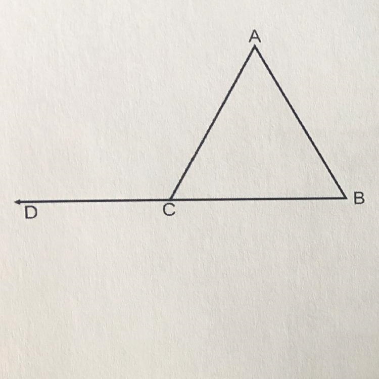 8. Using the diagram below, write an equation that shows the external angle theorem-example-1