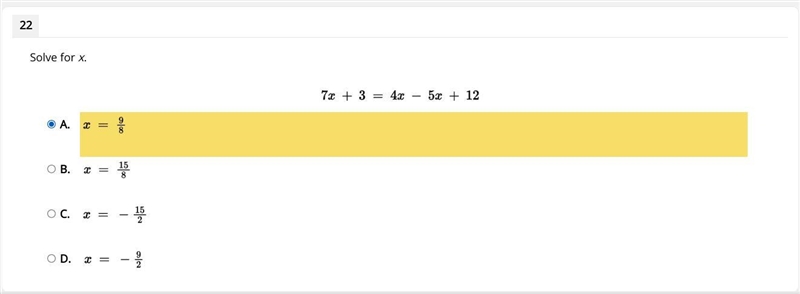 Solve for X 7x+3=4x-5+12-example-1