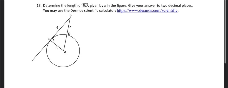 3. Determine the length of , given by x in the figure. Give your answer to two decimal-example-1