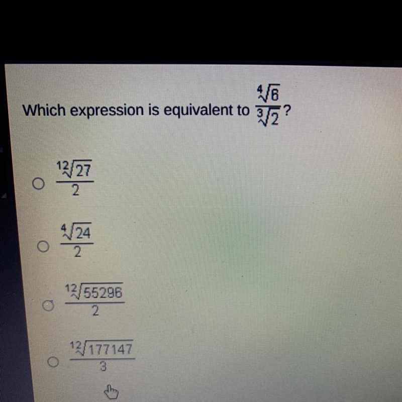 Which expression is equivalent to?-example-1