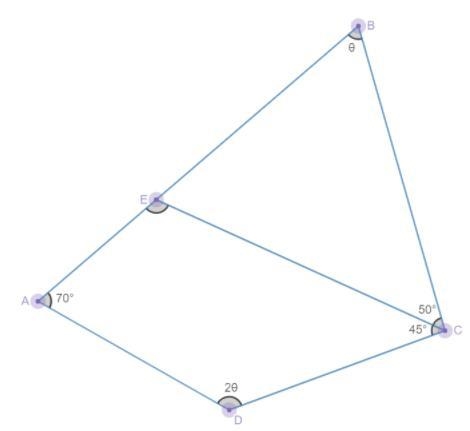 Calculate the measure of ∠AEC. A. m∠AEC=105∘ B. m∠AEC=115∘ C. m∠AEC=125∘ D. m∠AEC-example-1