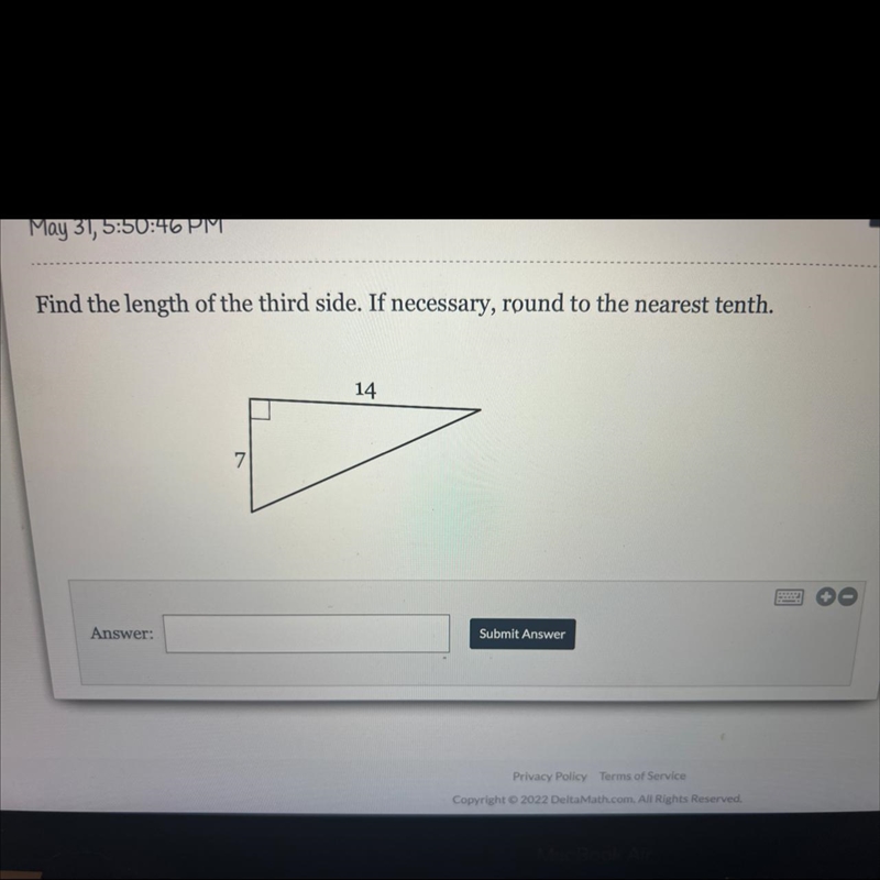 Find the length of the third side. If necessary, round to the nearest tenth.-example-1