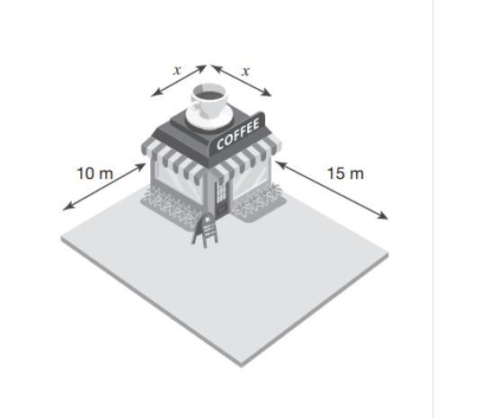 A mom-and-pop bistro is built on a rectangular lot. If the area of the lot is 750m-example-1