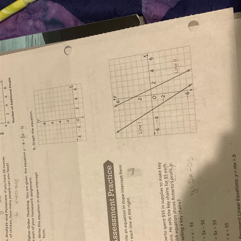 You are given the equation Y-8 = 3/5 (X -5) as part of your homework assignment￼￼￼ A-example-1