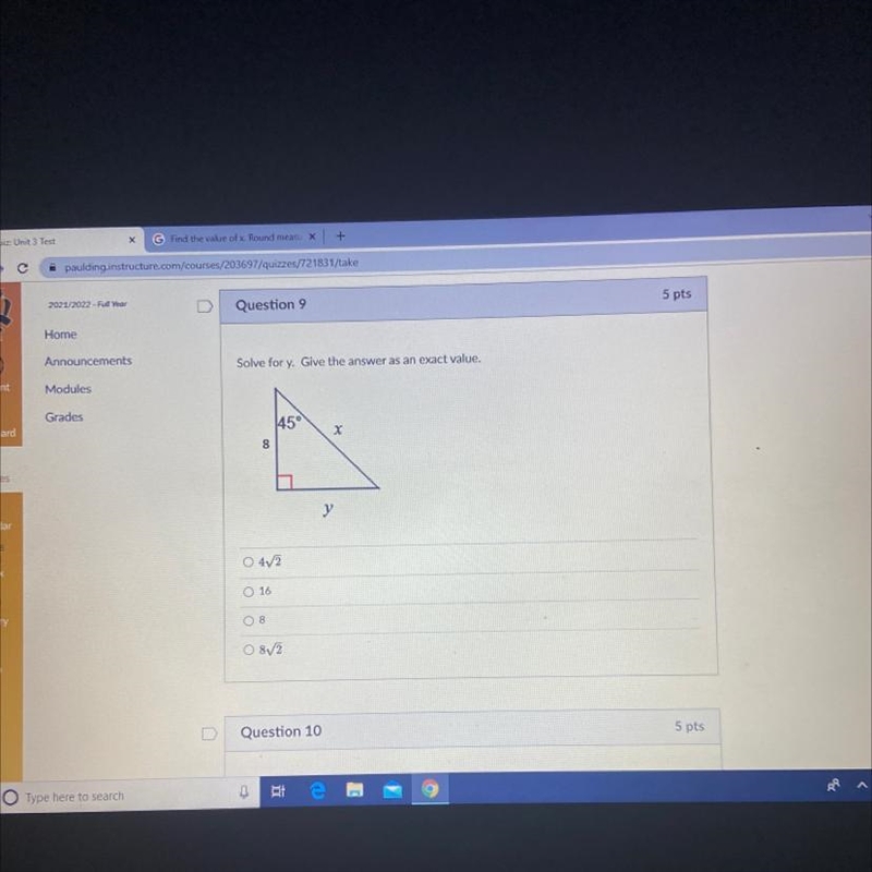 Solve for y. Give the answer as an exact value.-example-1