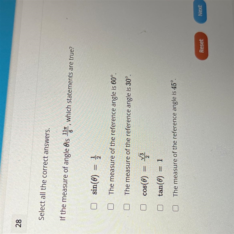 HELPP WORTH 30 points!! Select all the correct answers. If the measure of angle is-example-1