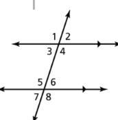 Identify the type of the pairs of angles. ∠3 and ∠5 ∠1 and ∠8 ∠2 and ∠6 ∠1 and ∠4 ∠4 and-example-1