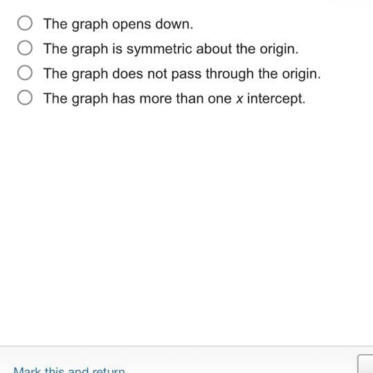 Which statement describes the function y = axn when a = 1 and n is odd?-example-1