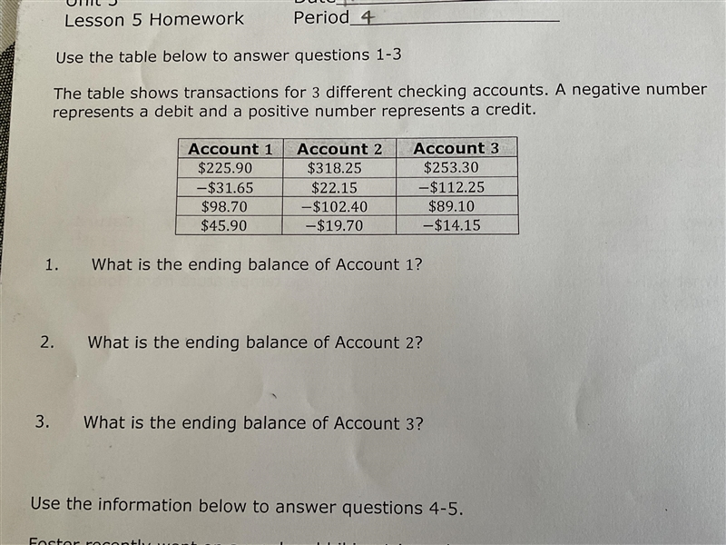 The table shows transactions for 3 different checking accounts. A negative number-example-1