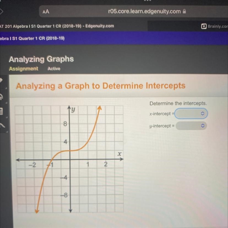 Determine the intercepts.-example-1