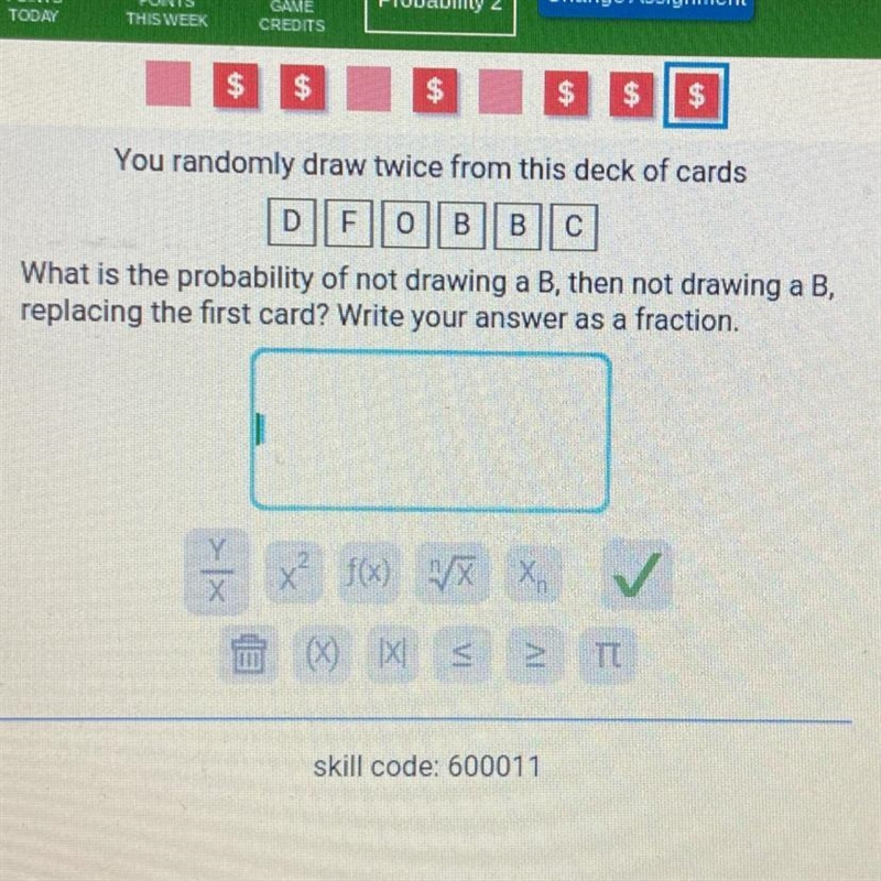 You randomly draw twice from this deck of cards[D] [F] [O] [B] [B] [C]What is the-example-1