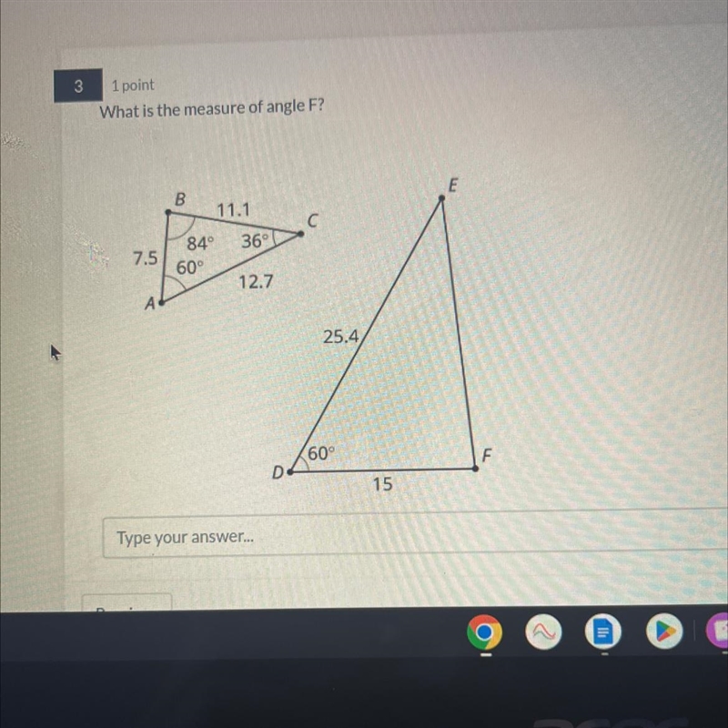 What is the measure of angle F?-example-1