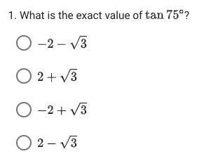 What is the exact value of tan 75?-example-1