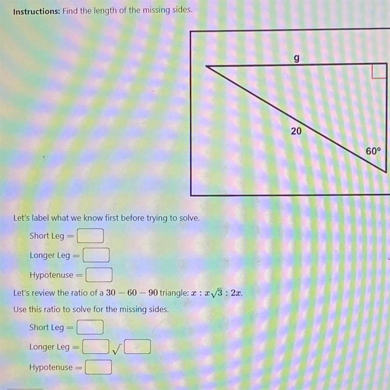 Someone help me please 30-60-90 triangles-example-1