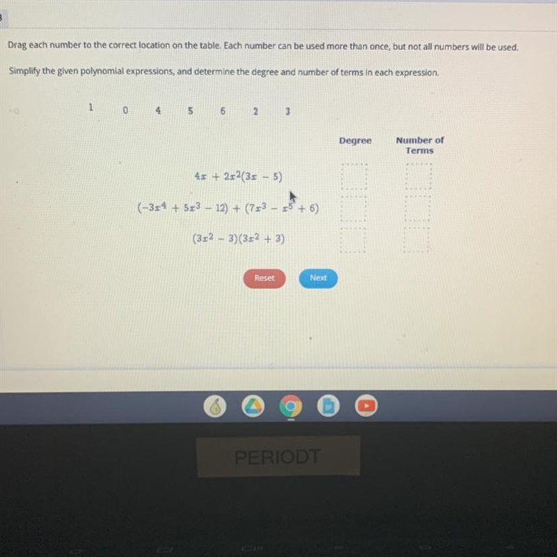 Simplify the given poly nominal expressions and determined agree and number of terms-example-1