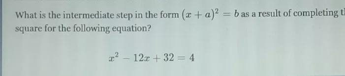 what is the intermediate step in the form as a result of completing the square for-example-1