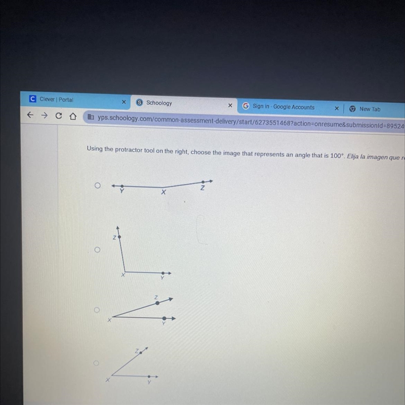 Using the protractor tool on the right, choose the image that represents an angle-example-1