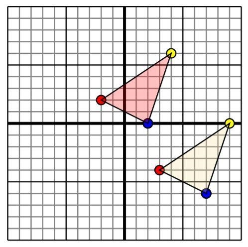 !Need answer quickly! The preimage of the triangle (yellow) has the following coordinates-example-1