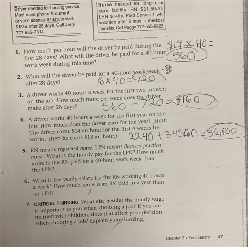 RN means registered nurse. LP means licensed practical nurse. What is the hourly pay-example-1