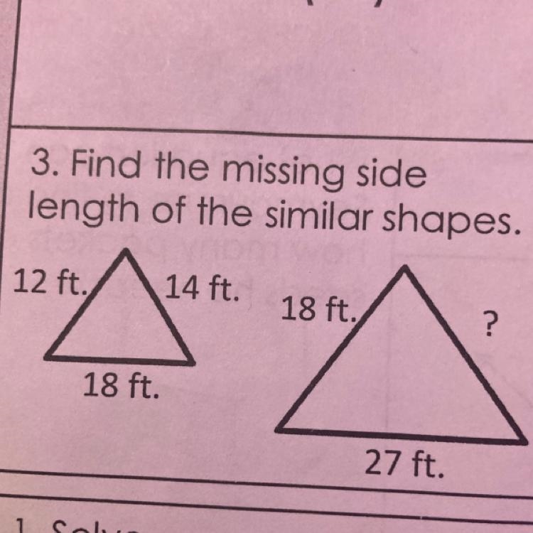 3: find the missing side length of the similar shapes.-example-1