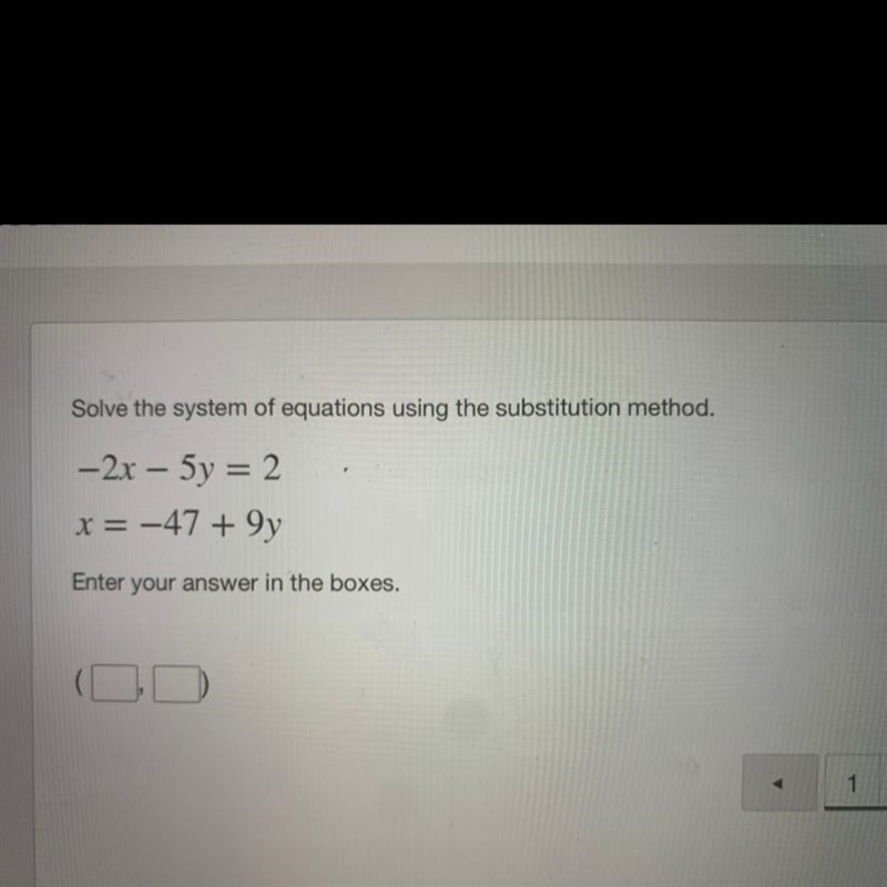 Help me please!! Solve the system of equations using the substitution method. -2x-example-1