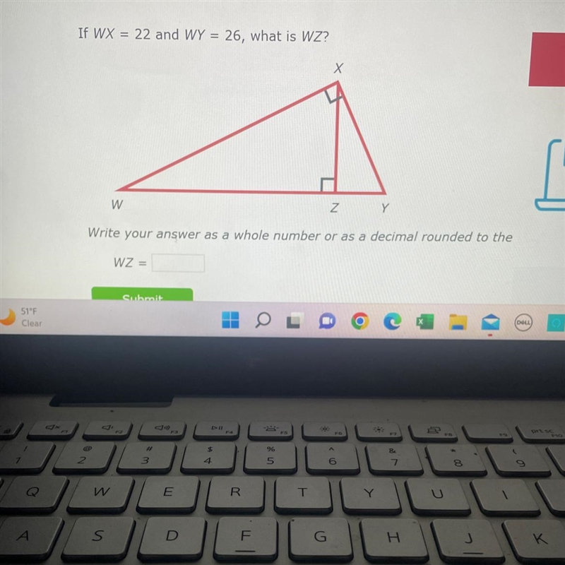 If WX=22 and WY=26 what is WZ-example-1