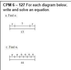 For each diagram below, write and solve an equation.-example-1