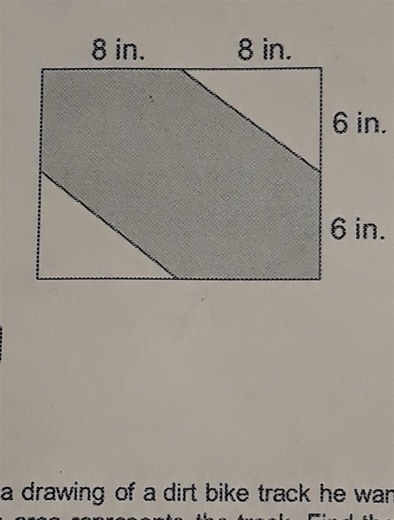 two congruent triangles are cut from a rectangle. Find the area of the shaded region-example-1