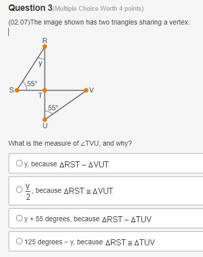 What is the measure of ∠TVU, and why?-example-1