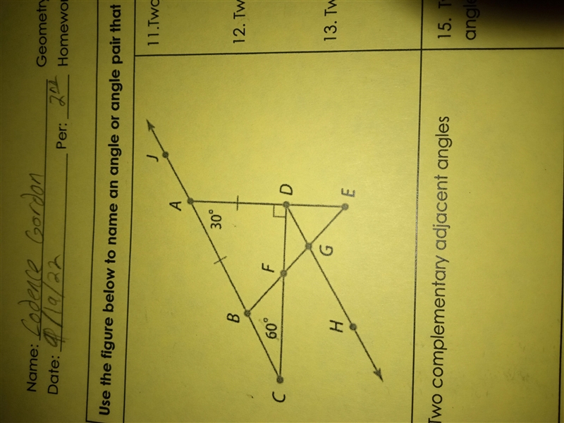 1. Two adjacent angles 2. Two acute vertical angles 3. Two obtuse vertical angles-example-1