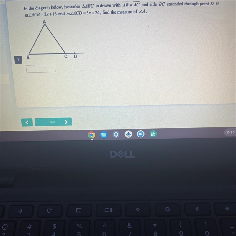 In the diagram below, isosceles triangle ABC is drawn with AB is congruent AC and-example-1